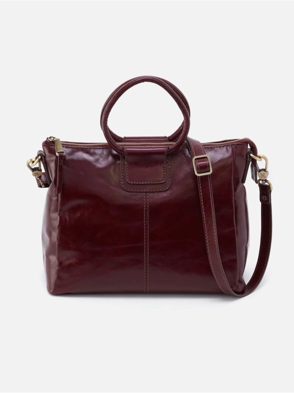 HOBO “Sheila Medium Satchel”-Leather Satchel Bag in Burgundy